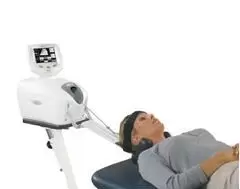 Neck traction on a patient lying on her back